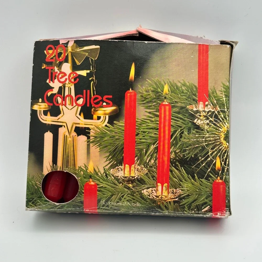Vintage Biedermann & Sons Red Tree Candles Set of 20 Chime Candles 4 Inch